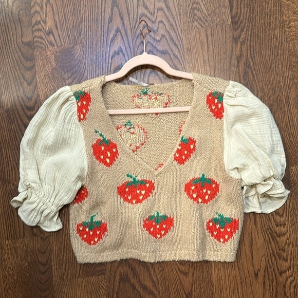 FREE PEOPLE Strawberry Jam Top / Strawberry Dawn Combo Size Small - Picture 4 of 8